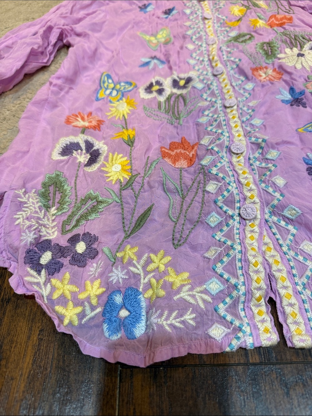 Johnny Was Minodora Blouse In Lavender Frost In Pink size M in EUC - Picture 4 of 12